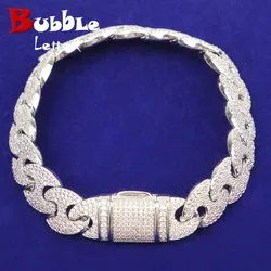 Solid Back Bracelet Silver Color Copper Material Men's Hip Hop Jewelry