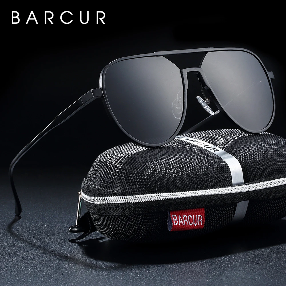 

BARCUR Original Aluminum Women Sunglasses Men Black Sun glasses Polarized UV400 Oculos de sol