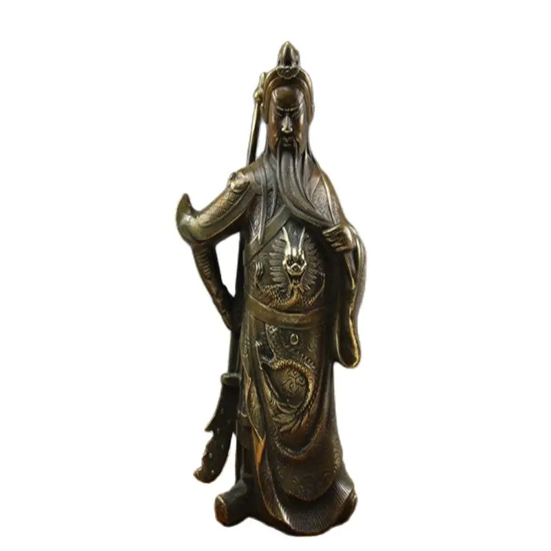 China Old Bronze Statue Broadsword Guan Yu Copper Statue Ware Of Fengshui