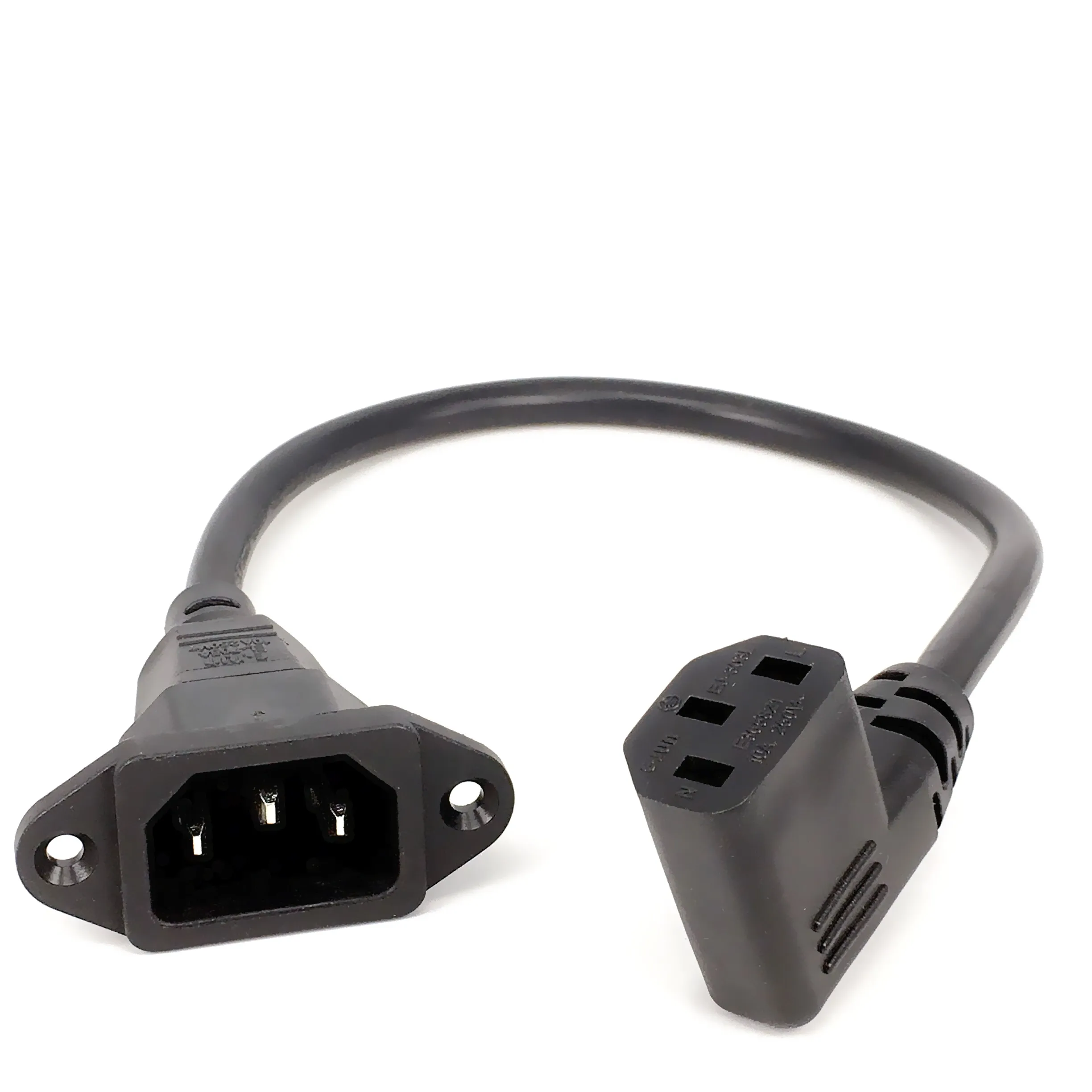 IEC 320 C13 Female PLug PDU/UPS Extension Power cable Connector left 90 degrees right angle 0.3M