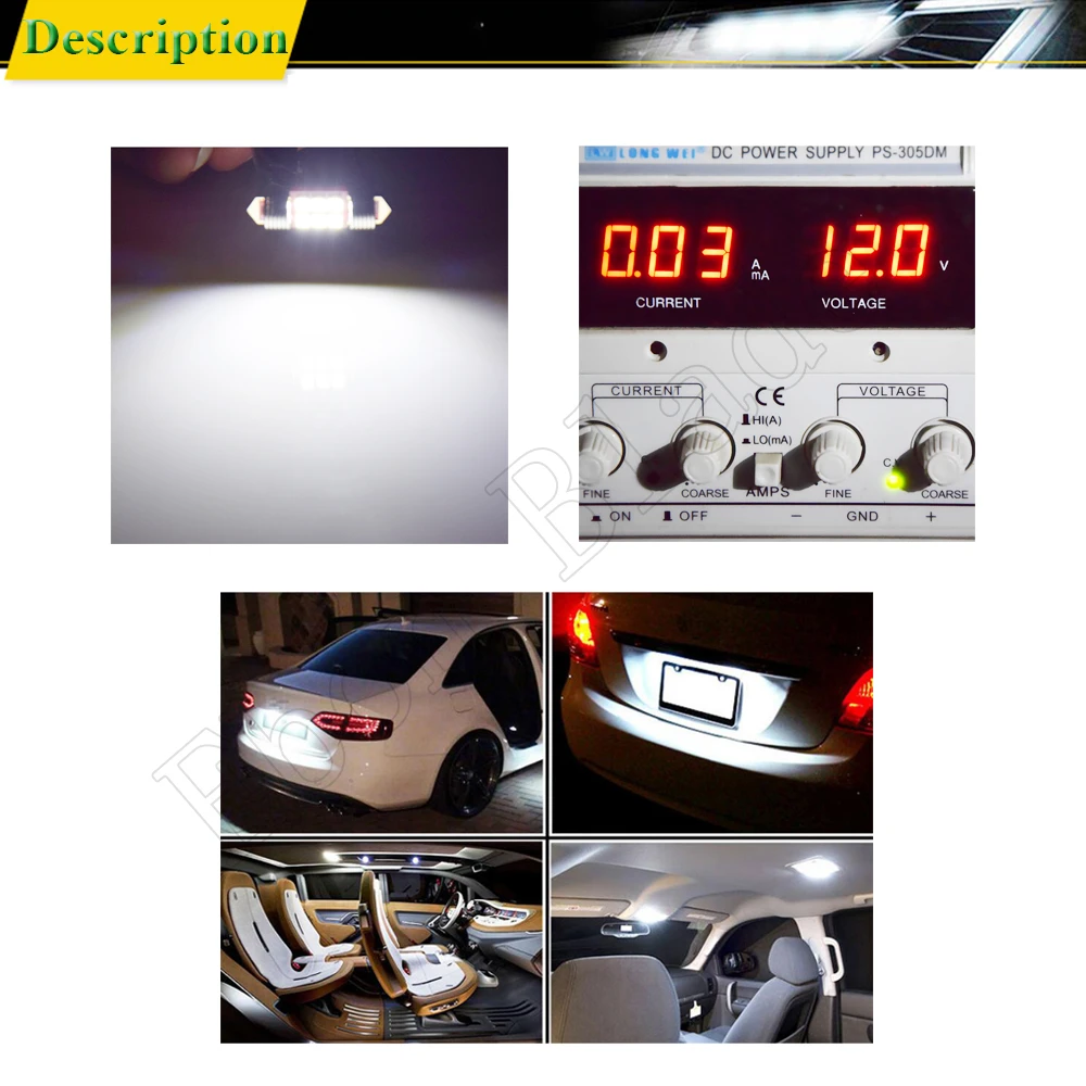 10Pcs 28mm 31mm C5W Car LED Light 3030 6SMD Interior Festoon Dome Map Reading Bulb Auto Door Trunk License Plate Lamp White 12V