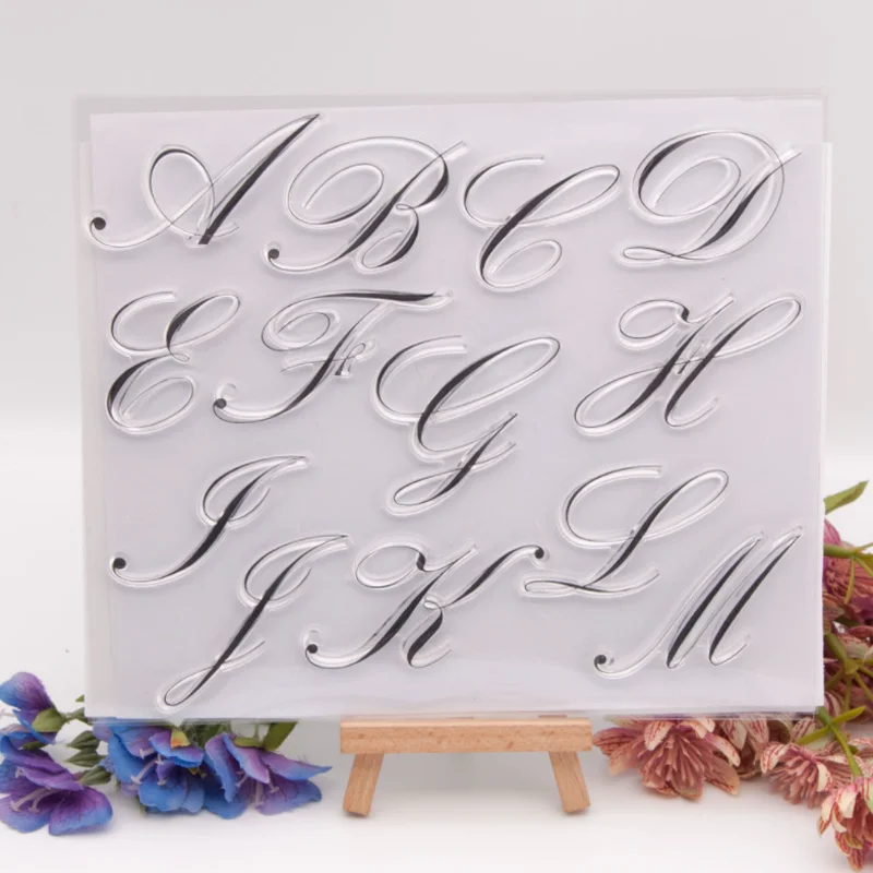 

2pc Big Letters Transparent Silicone Stamp DIY Scrapbooking Rubber Coloring Embossed Diary Decor Template Reusable 18*21cm