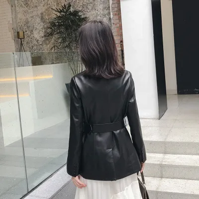 Tao Ting Li Na Women Spring Genuine Real Sheep Leather Jacket R11