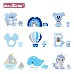 Baby Animal Teethers Beads Food Grade Teething Rod Cartoon Shape Pacifier Clips DIY Accessories Silicone Teethers Beads