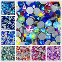 All Size Color AB Top Quality Crystal Glass Super Bright Hot Fix Rhinestone Strass Hotfix Iron On Rhinestones for Fabric Garment