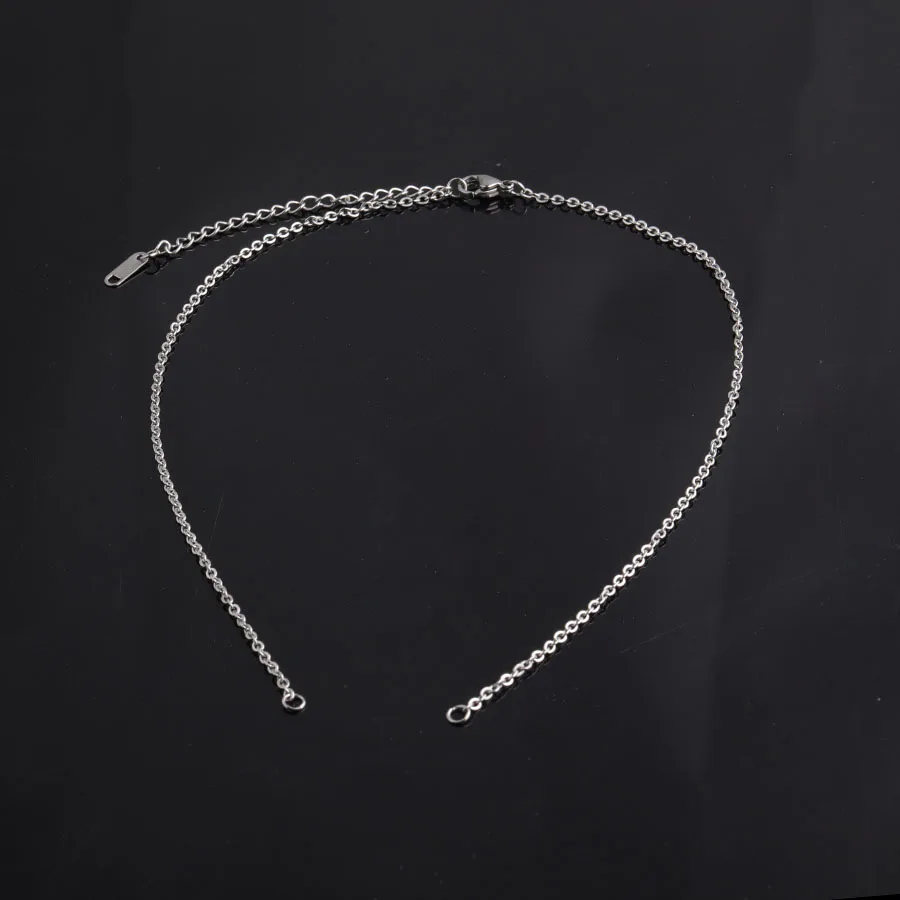 

20pcs 38/42cm+7cm 2mm thin stainless steel chain for DIY necklace style temperament Fashion jewelry chain