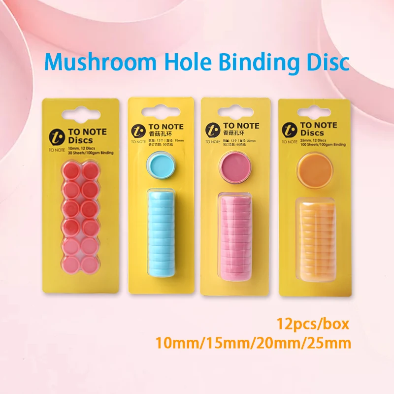 

KW-triO 12pcs/box Mushroom Hole Binding Buckle Discbound Discs Ring Suitable for Loose-Leaf Notepad Planner Diary Book Supplies