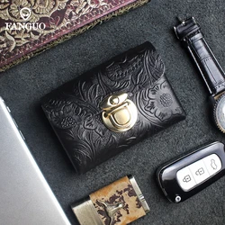 Men's Coin Purse Retro Genuine Leather Card Holder Bag Handmade Coin Wallet Women Portable Short Purse Card Case Clutch Wallets