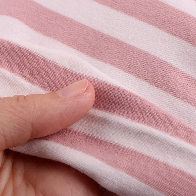 Wide 165cm Small Stripe Thin Soft Spandex Cotton Yarn Dyed T-shirt Stretchy  Fabric By the Half yard