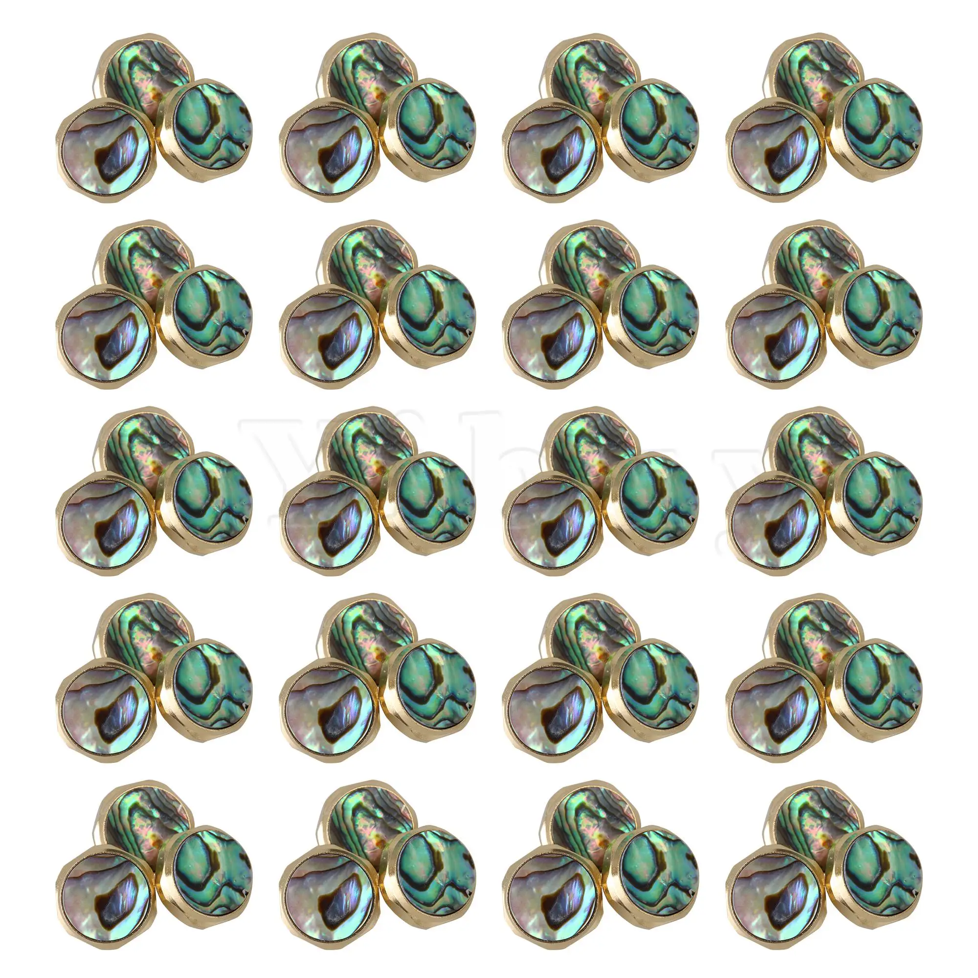 Yibuy 16.5mm 60Pcs Zinc Alloy Trumpet Finger Buttons Golden with Shell Inlay