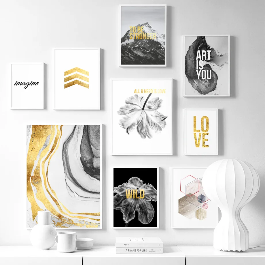 Wild Flower Line Mountain Wall Art Print Canvas Painting Nordic Canvas Poster And Prints Wall Pictures For Living Room Decor