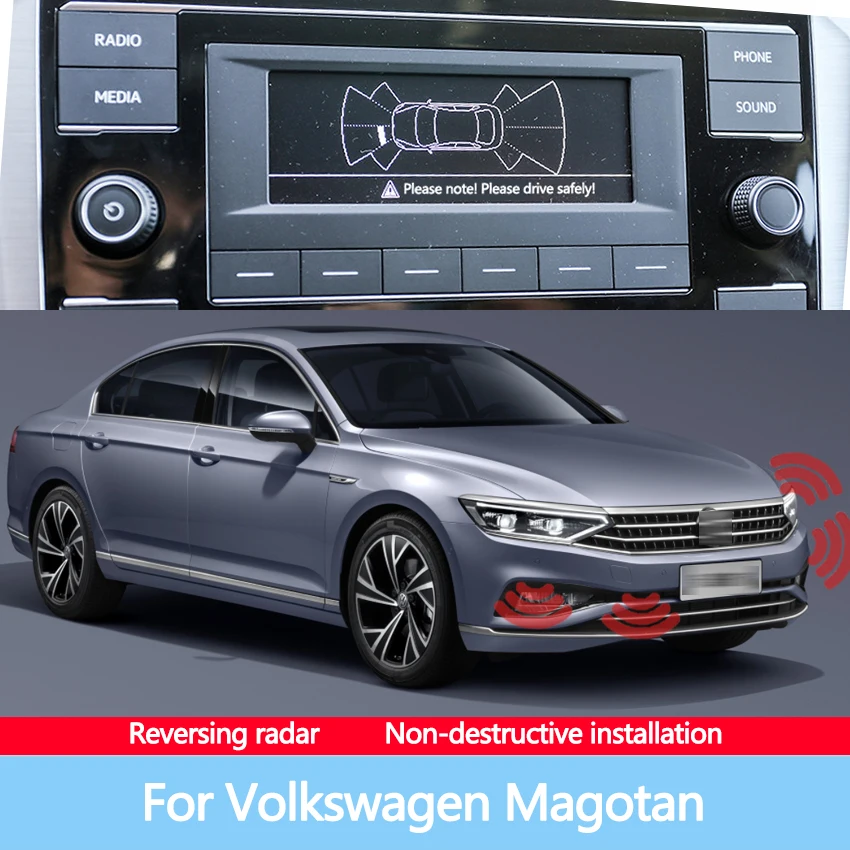 Car Sensors Buzzer Car Parking Sensor Kit Reverse Backup Radar Sound Alert Indicator Probe System For Volkswagen Magotan 2019+