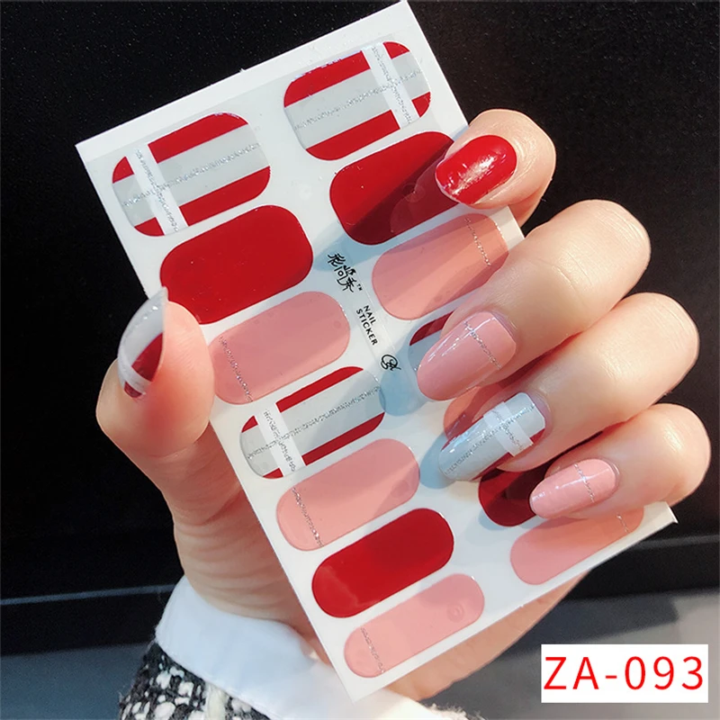 14 Stickers Cartoon Nail Stickers Full Line Wave Dot Pattern Designer Self-Adhesive Nail Stickers Nail Art Decorative Nail Art