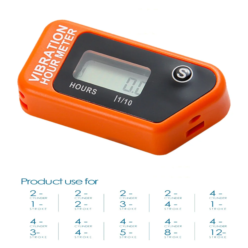 Waterproof Resettable Vibration Wireless Hour Meter for Motorcycle Jet Ski Marine Tractor Jet Boat Pit Bike Lawn Mower Chainsaw