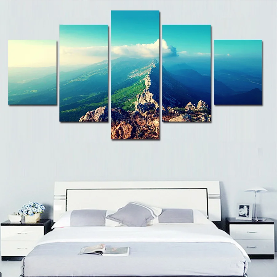 

Wall Art Canvas Painting 5 Pieces Popular Clouds And Hilltop Views Modern Picture On Canvas Prints Decor