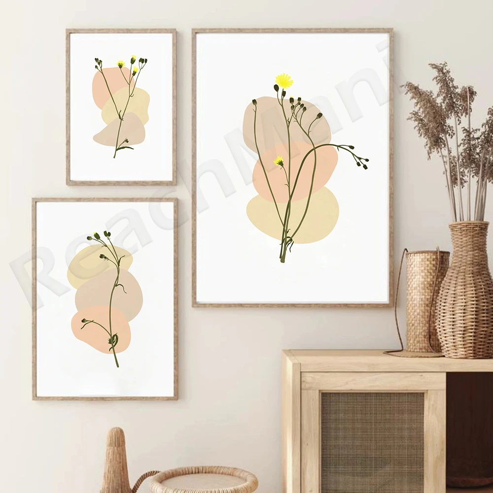 Minimalist Floral Prints | Beige Flower Wall Art | Neutral Abstract Botanical Art | Boho Floral Gallery Wall