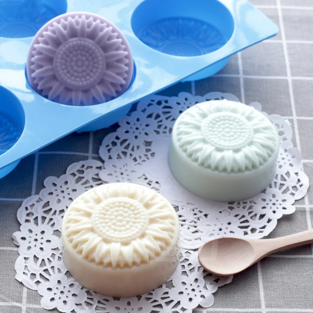 6 Cavity Silicone molds Flower Soap Mold DIY Handmade Soap Mold Handmade Chocolate Biscuit Cake Decoration for Baking Mold Craft