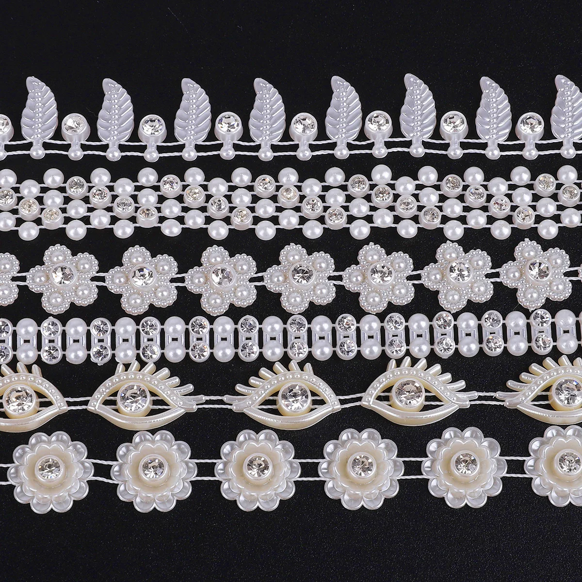 1M Artificial Pearls imitation Beads Chain Garland Flowers Rhinestone For Wedding Dress fabric Decoration Sewing Handmaking diy