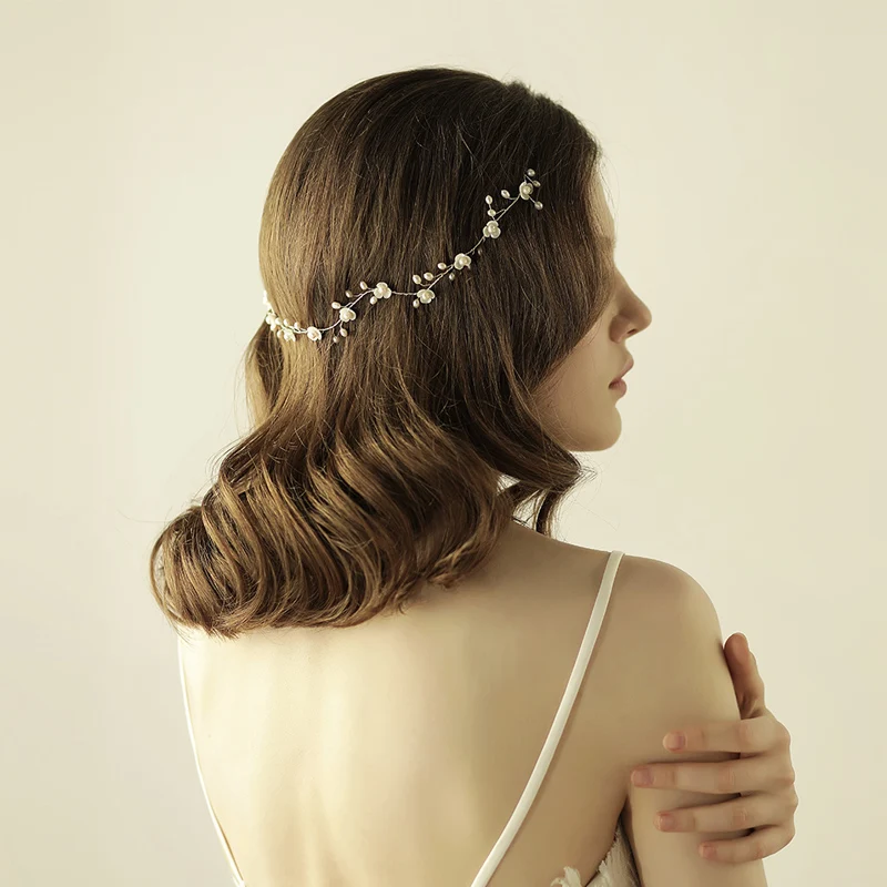 O810 Delicate süßwasser perle haar bands stirnband für braut dekoriert perlen phantasie hochzeit haar bands mit shell blume