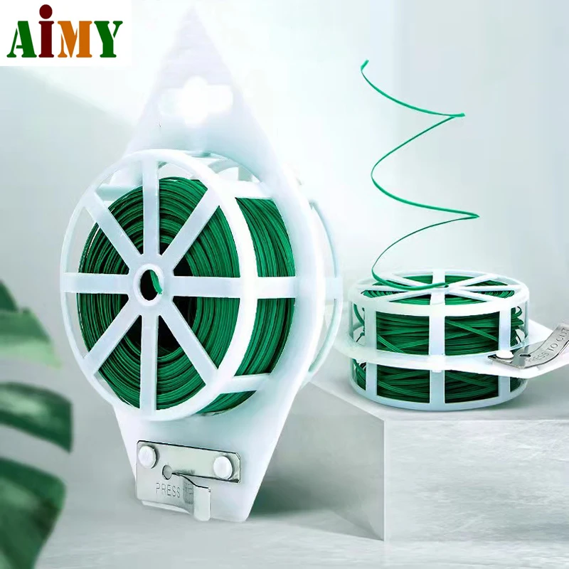 Garden Plant Twist Tie, Plastic Cable Tie, Wire Cable Reel with Cutter, Gardening Plant Bush Flower Fixture, 100m/Roll