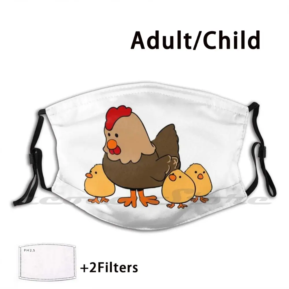 

Mama Chicken Custom Pattern Washable Filter Pm2.5 Adult Kids Mask Chicken Family Mama Chicks Cute Animals Farm Hen Mother Love