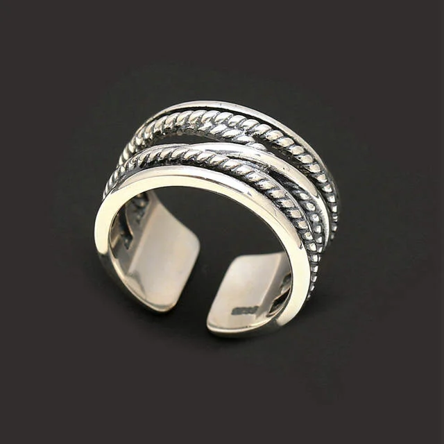 Übertrieben Persönlichkeit 925 Sterling Silber Retro Große Offene Ringe Für Frauen Punk Stil Luxus Einstellbare Größe Erklärung Ring