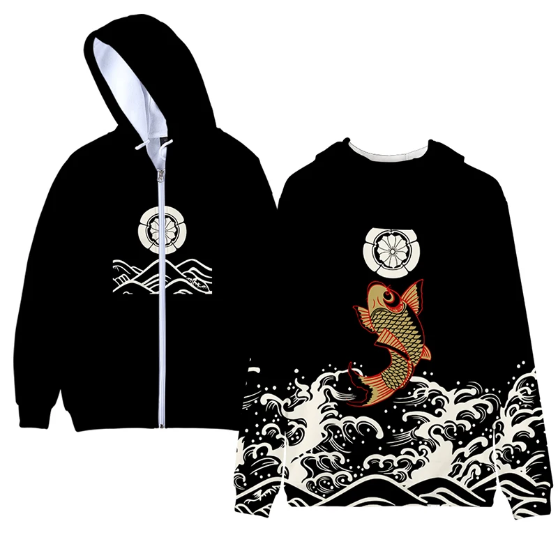 Japanese Print Ukiyoe Waves 3d Hoody Costume Men Women Zipper Hoodies Jackets Tops Sport Long Sleeve Harajuku Hooded Sweatshirts