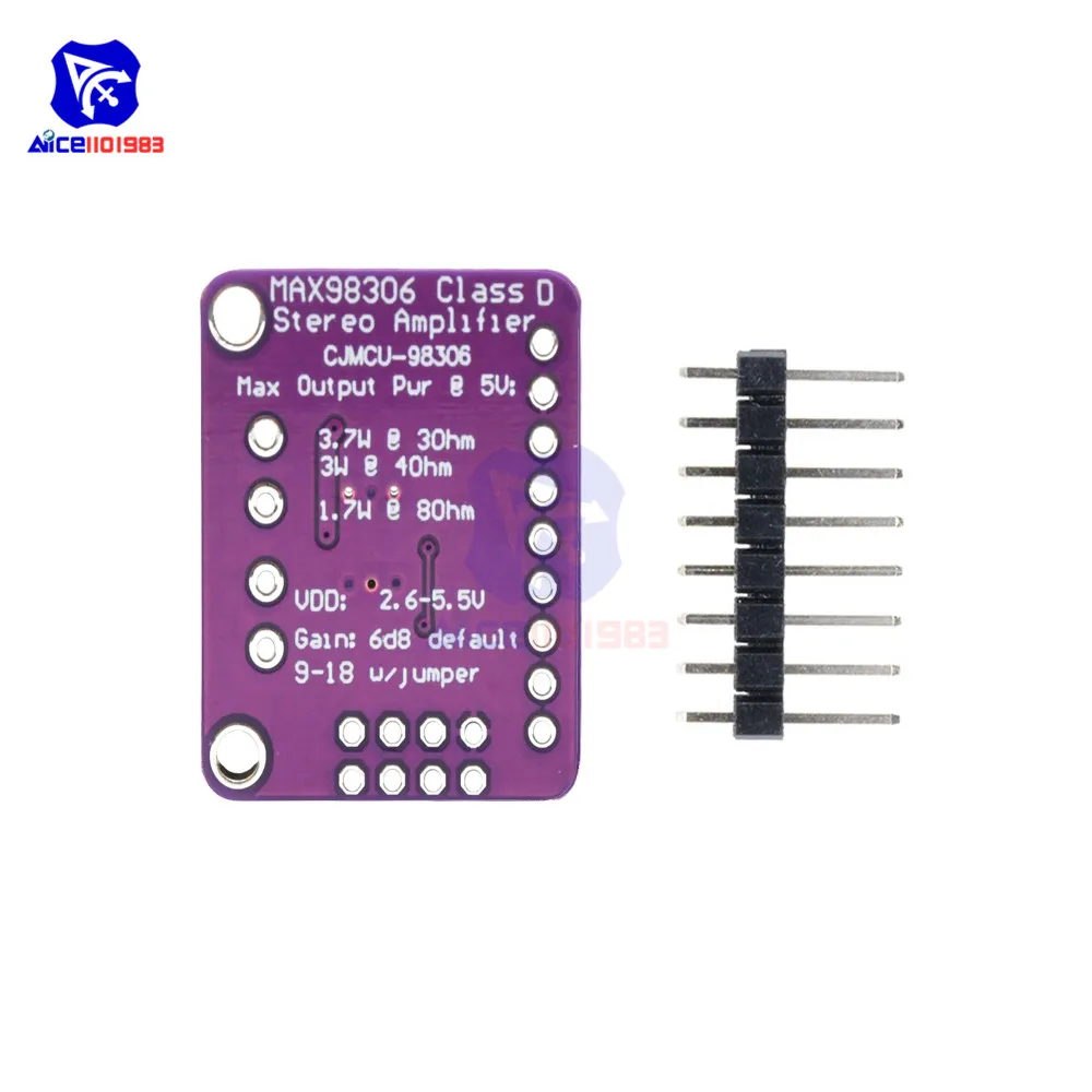 diymore MAX98306 Stereo Amplifier Class D Module A B Type 3.7Wx2 Audio Amplifer Board for Arduino CJMCU-98306