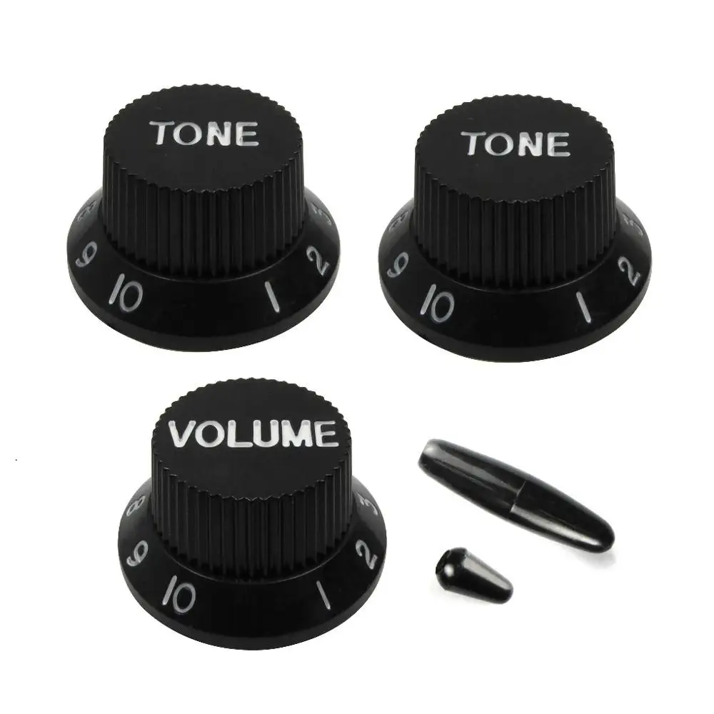 NEW Set of Plastic Electric Guitar Knobs Volume Tone Control 2T1V + Switch Tip + Whammy Bar Tip for ST Guitar Accessories