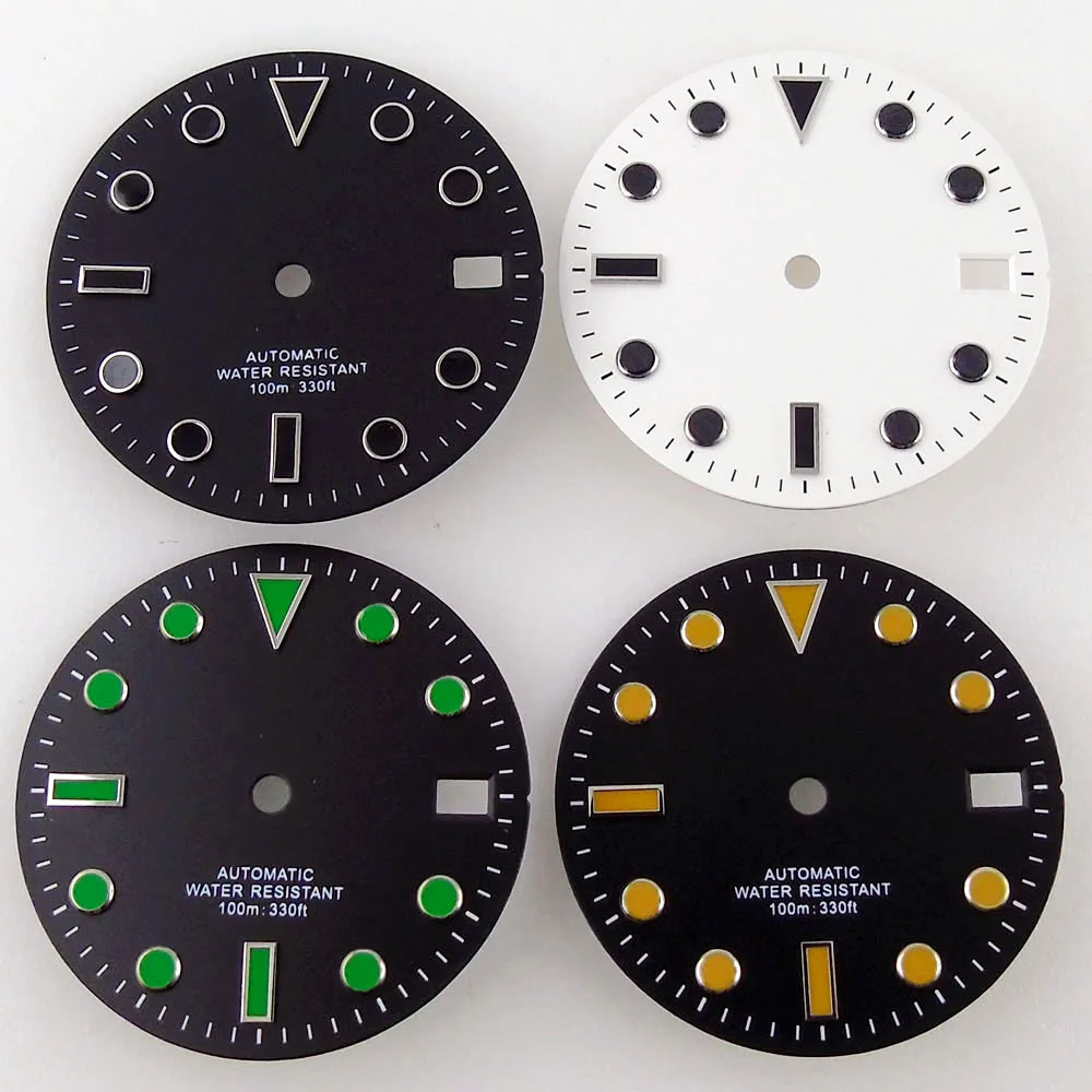 28.5mm For NH35 Miyota 8215 DG2813 ETA 2824 2836 Movement Sterile Watch Dial Date Window Black/Orange/Green Index Watch Face