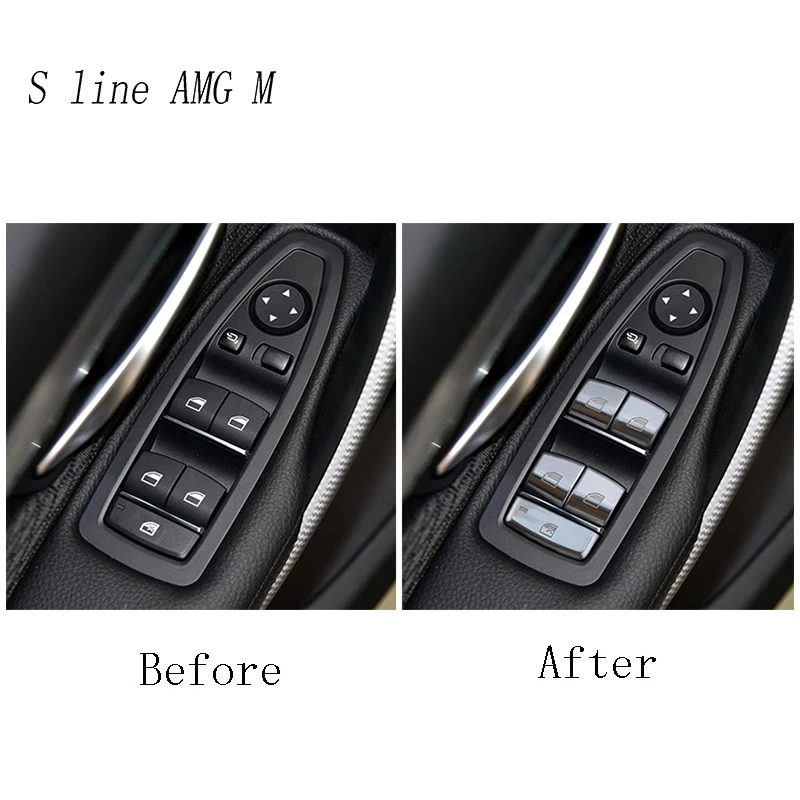 Car Styling Window glass lift switch button Cover stickers Trim For BMW F30 F34 F32 3 4 series GT Door Armrest panel Accessories