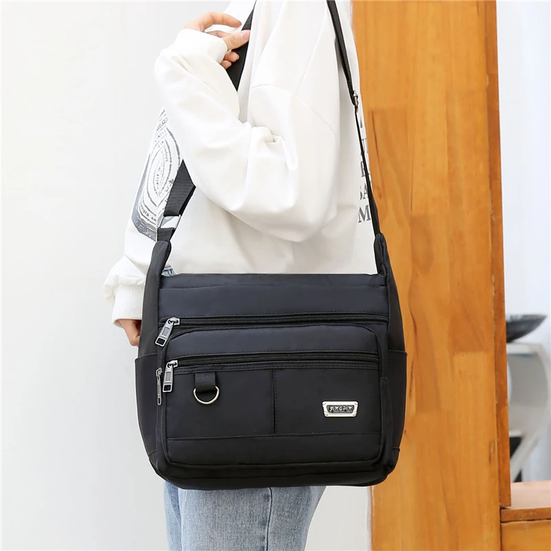 Men Oxford Travel Shoulder Bag Casual Crossbody Bags Good Qualtiy Outdoor Handbag Male Travel School Retro Tote Zipper Bag