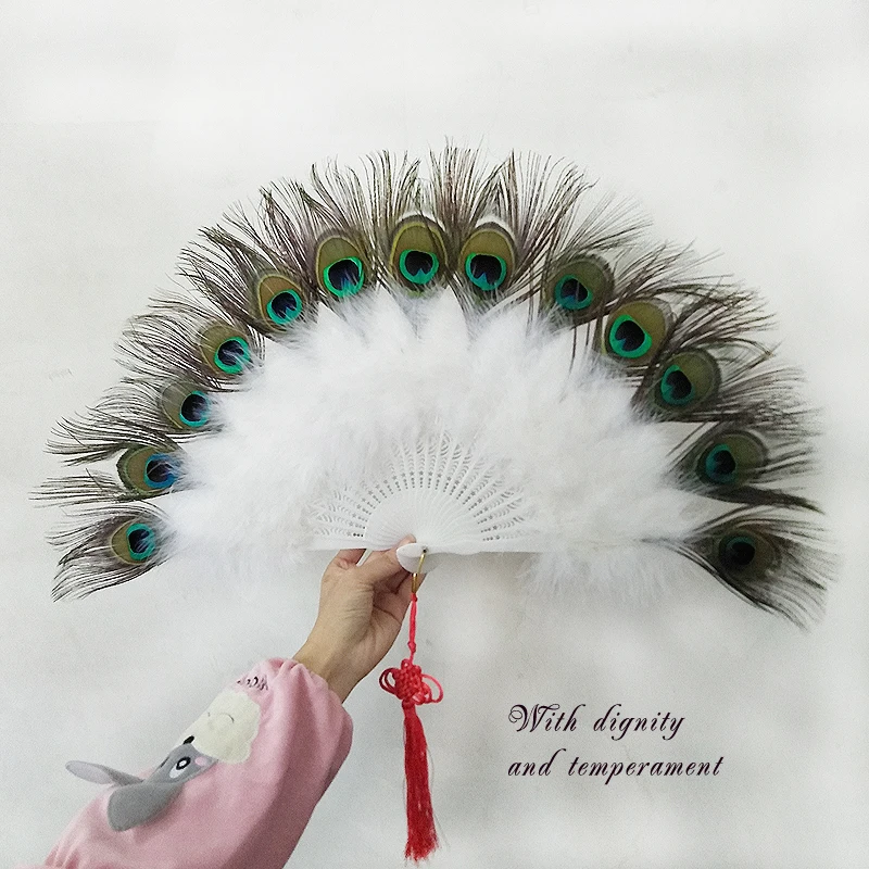 

Chinese Retro feather Fan wedding Party DeFeather Fan Foldable Hand Fan Palace Decorative Fans Wedding Party Dance Props Abanico