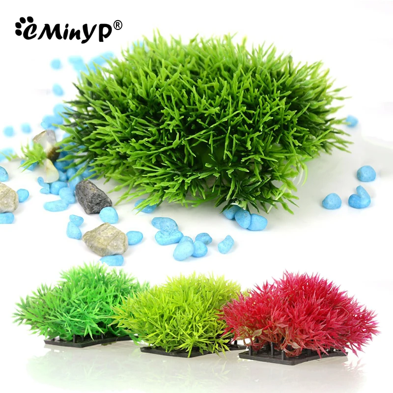 Aquarium Decor Artificial Small Bushes Fish Tank Simulation Plastic Hydroponic Plants Green Yellow Red Grass Landscape Decor