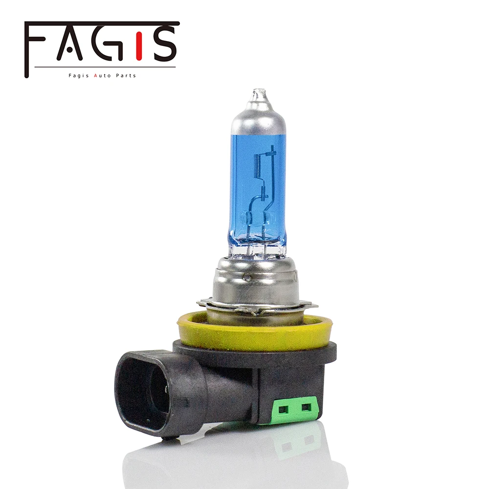 Fagis 2 Pcs US Brand H11 12V 55W Super Bright White Car Fog Lamps Blue UV Quartz Glass Auto Headlight Halogen Bulbs