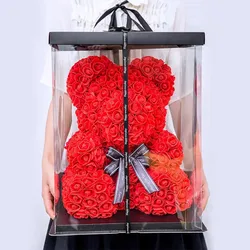 38cm Rose Teddy Bear with LED Light Valentine's Gift Teddy Bear with Love Heart Wedding Foam Flowers Decorations Love Rose Bear
