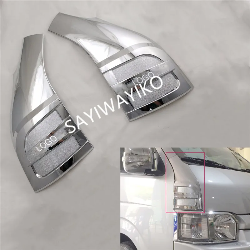 ABS Chrome Exterior Molding Trim Car FRONT CORNER COVER Accessories For Toyota Hiace 2008 2012 2016