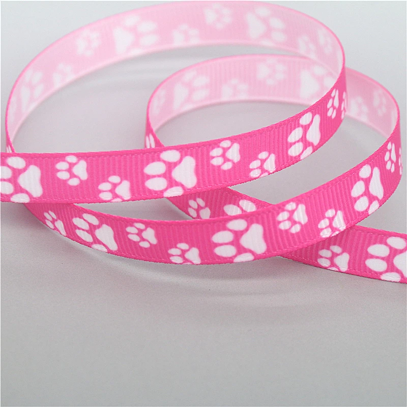 DHK 3/8inch 5yards Dog Paw Printed Grosgrain Ribbon Accessories Sewing Craft Headwear DIY Decoration DIY 9mm C1991