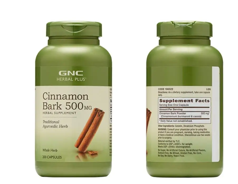 Free Shipping Cinnamon Bark 500 mg 200 Capsules