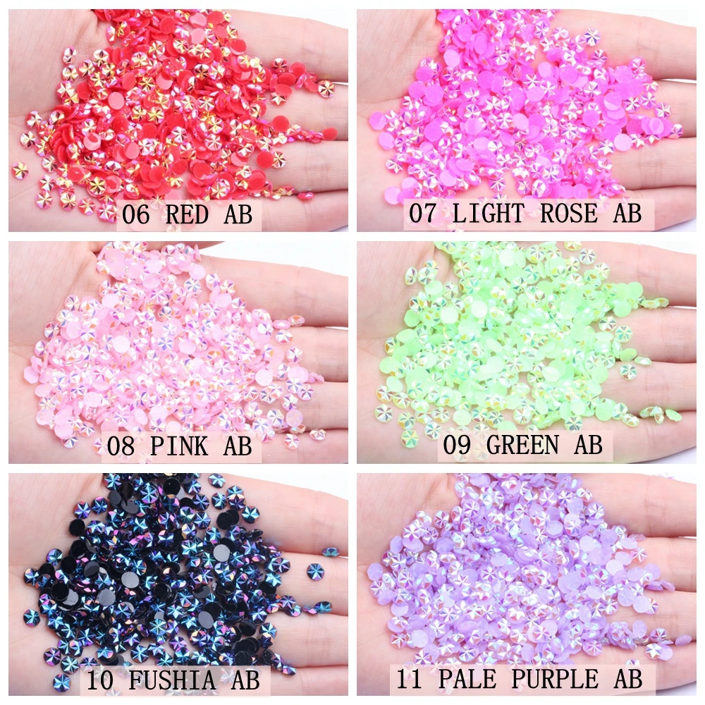 5Mm 1000Pcs กลมเจาะเรซิ่น Flatback Rhinestones เรซิน Rhinestones ออกแบบดอกไม้3D เล็บตกแต่ง DIY ศิลปะเสื้อผ้า