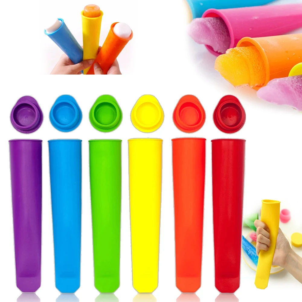 6Pcs/Set  Popsicle Maker Silicone Reusable Summer Popsicle Maker Quick-freeze Self-sealing Popsicle Tubes Ice Cream Kitchen Tool