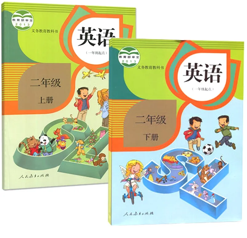 2 Books 4CD Second Grade English Textbook China Primary School Schoolbook Chinese English Book Students Age 6-12 Grade 2