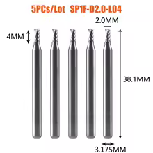 5x 1 flute endmill d3.1mm [5PC-SP1F-D3.1-L08]