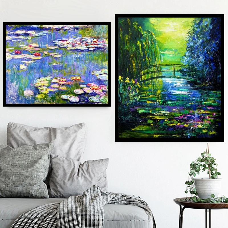 Diamond Painting Famous Painter Monet Oil Painting Scenery Embroidery Full Drill Cross Stitch Kits 5D DIY Rhinestone Home Decor