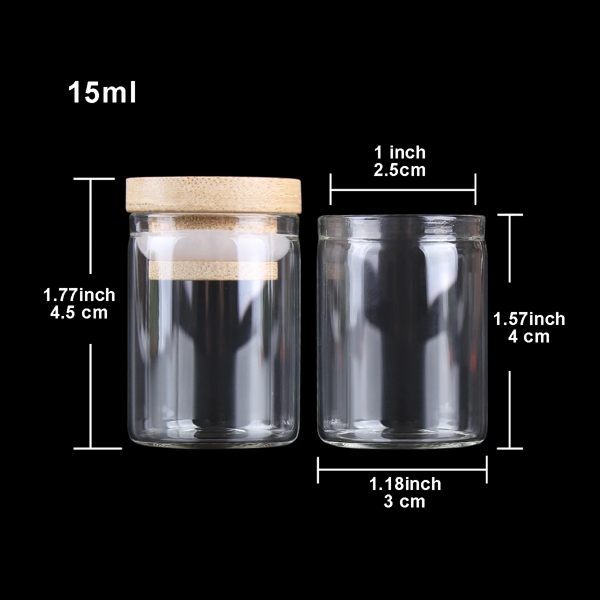 24 pieces 15ml 30*40mm Test Tubes with Bamboo Lids Glass Jars Glass Vials Wishing Bolttes Wish Bottle for Wedding Crafts Gift