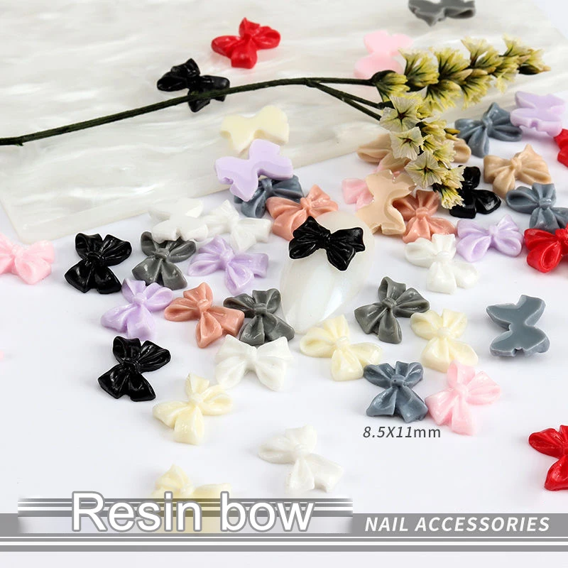 Frosted Resin Bow Tie Nail Art Jewelry Flat Bow Tie Three Dimensional Simple Mixed Color Fingernail DIY Decoration 30/PCS