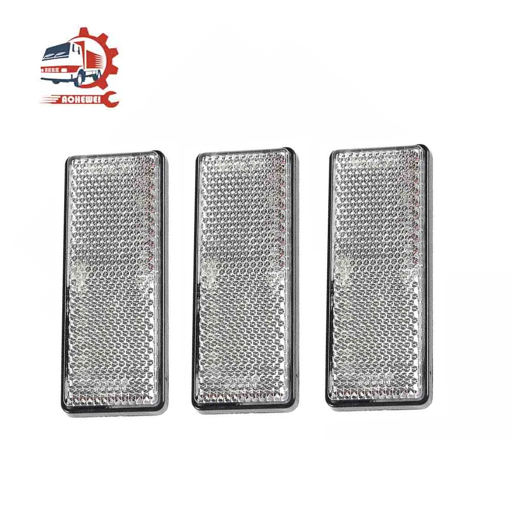 AOHEWEI 3 pcs Self Adhesive Rectangular Reflector Strips for Trailer Carvan Lorry Truck Gate Posts Fence Safety Rear Reflective