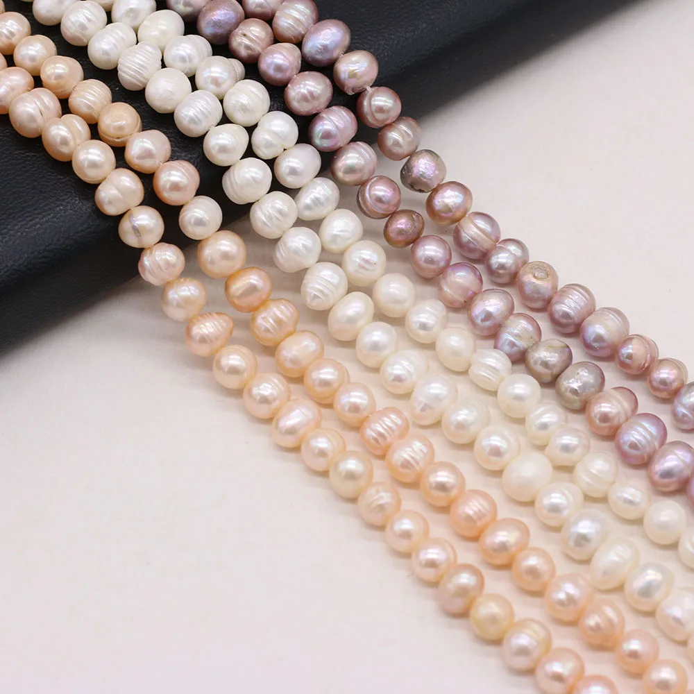 Natural Freshwater Pearl Beads Oval Spacer Loose Bead For Jewelry Making DIY Charm Bracelet Necklace Earring Accessories 7-8mm