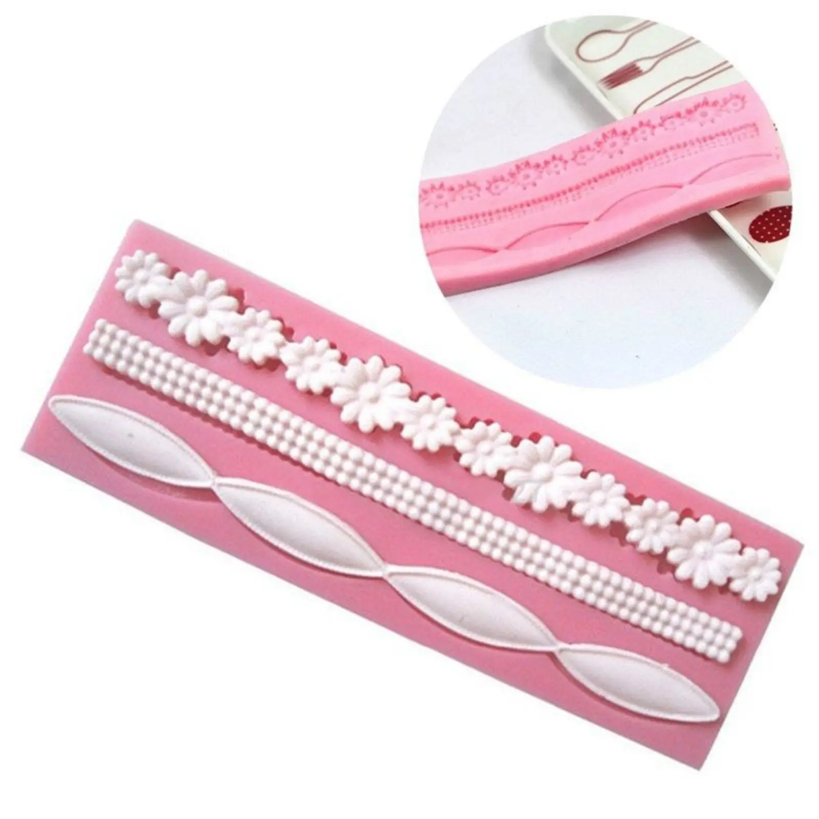 Silicone Necklace Mold Fondant Mat Lace Baking Mould Cake Decorating Sugar Craft