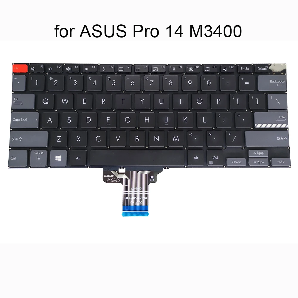 US RU Notebook PC Russian English Backlit Keyboard For ASUS Pro 14 M3400 M3400QA M7400 Laptop Backlight Replacement Keyboards